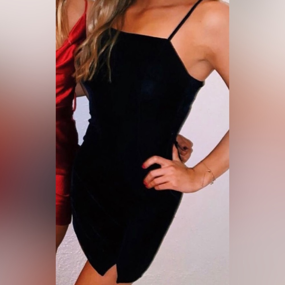 velvet navy mini dress